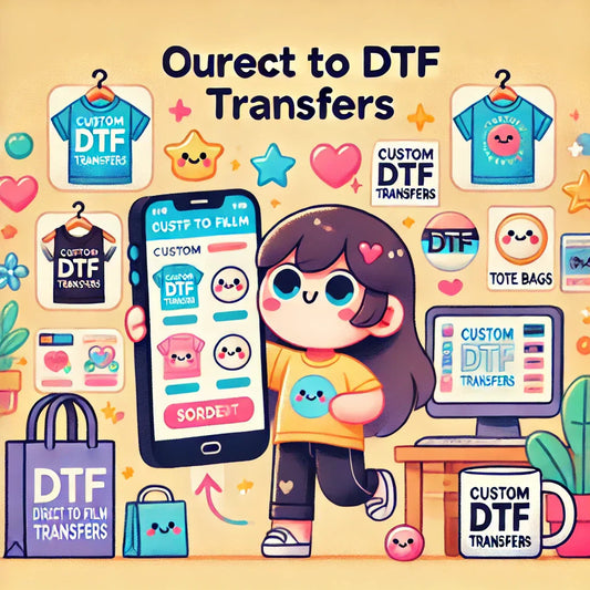 Custom design software interface showing DTF transfer artwork creation