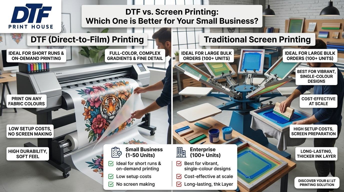 DTF vs. Screen Printing: Which One is Better for Your Small Business?