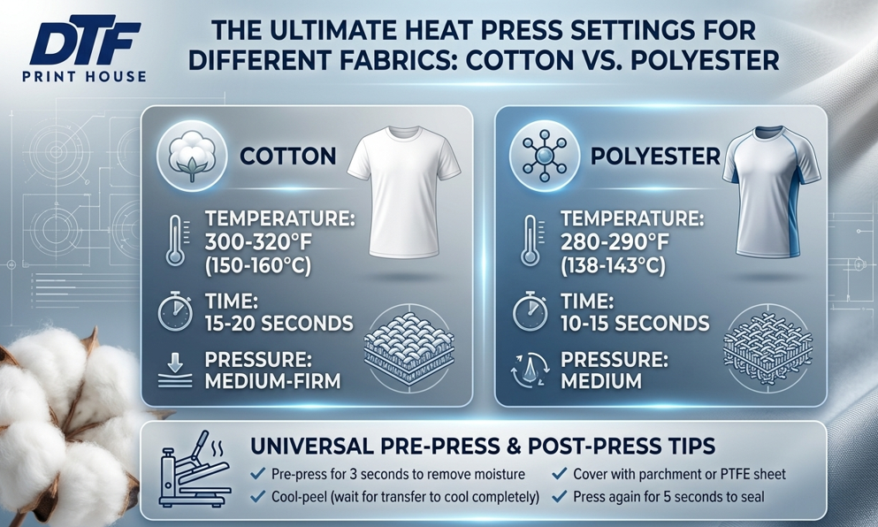 The Ultimate Heat Press Settings for Different Fabrics: Cotton vs. Polyester