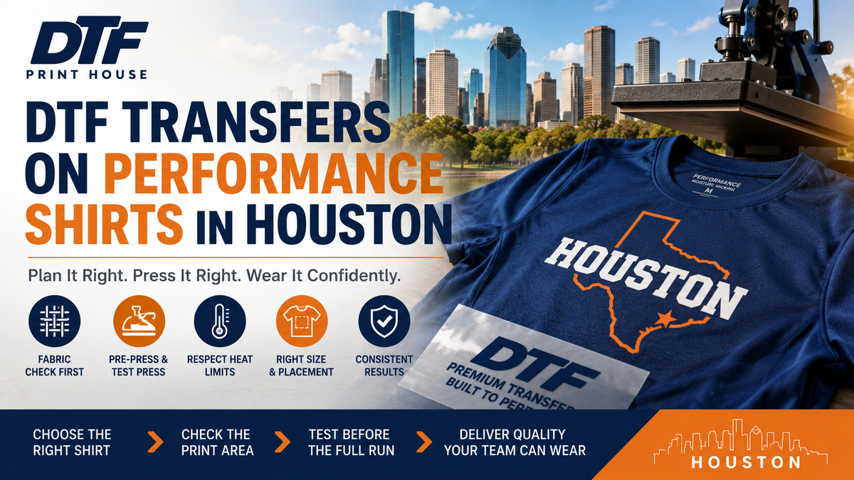 DTF Transfers on Performance Shirts in Houston