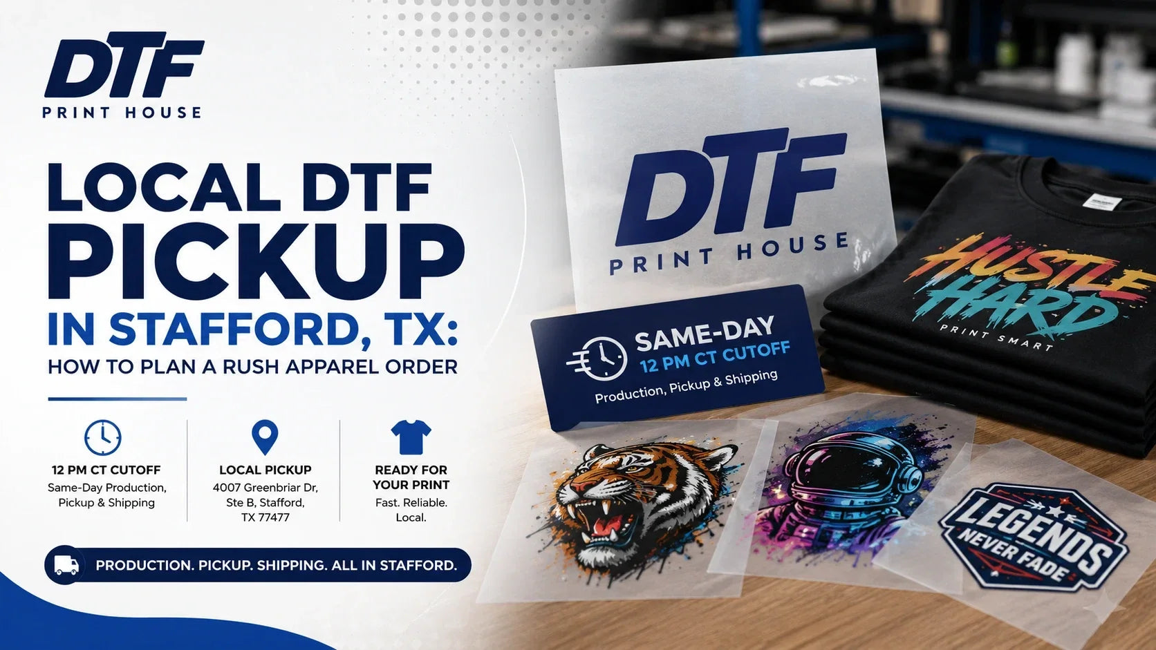Local DTF Pickup in Stafford, TX: How to Plan a Rush Apparel Order