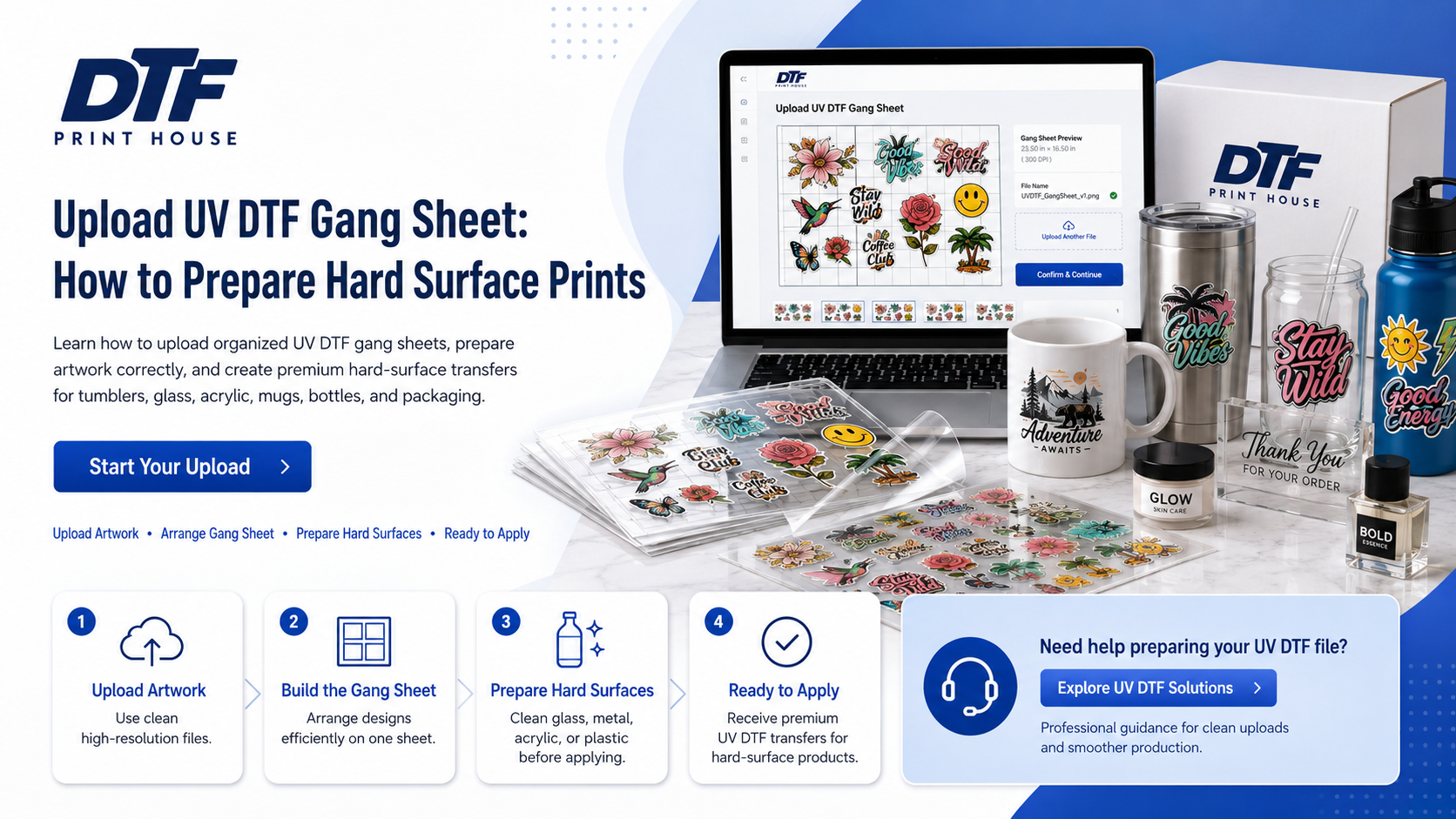 Upload UV DTF Gang Sheet: How to Prepare Hard Surface Prints