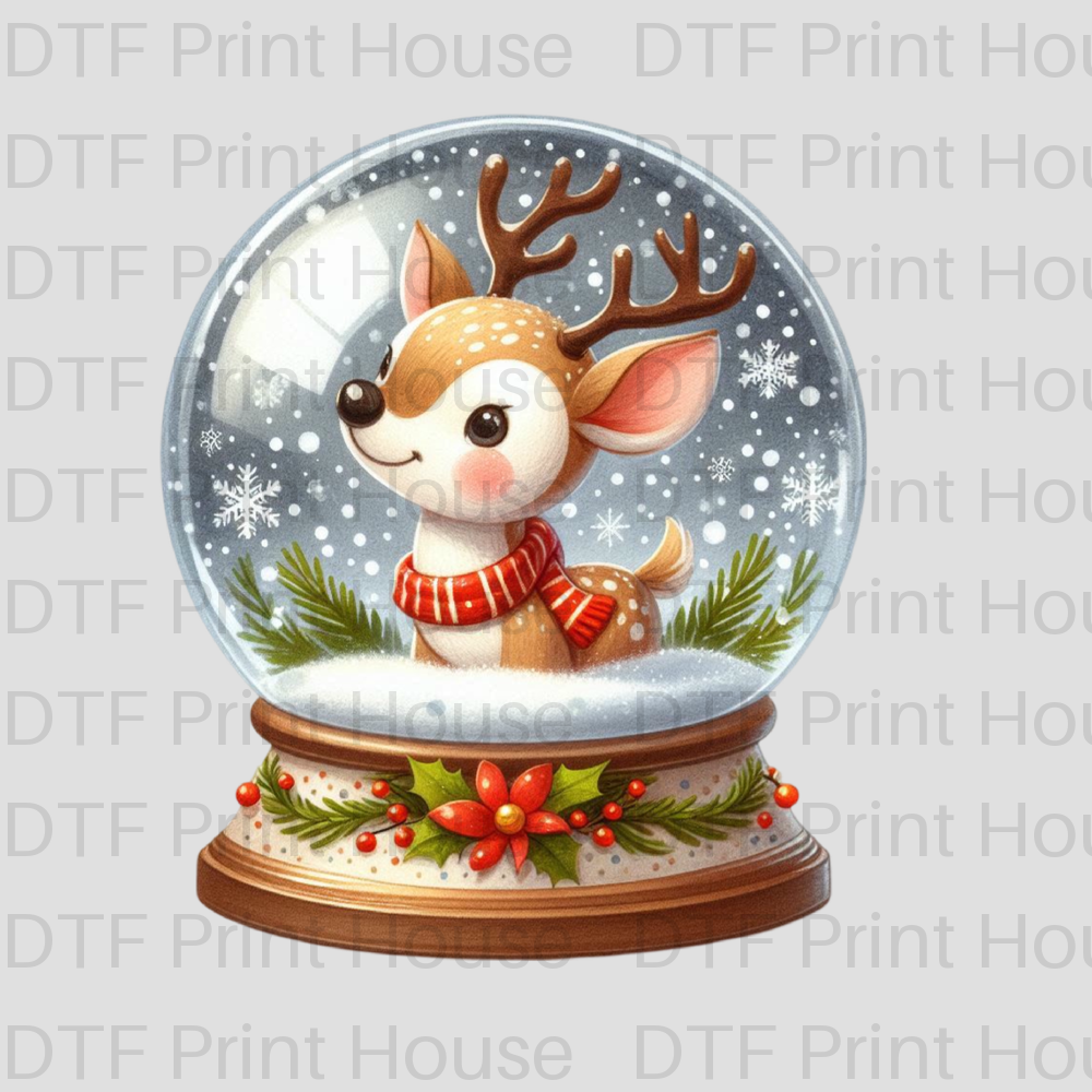 BABY REINDEER SNOW GLOBE CHRISTMAS DTF TRANSFER