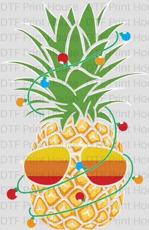 HOLIDAY LIGHTS PINEAPPLE CHRISTMAS DTF TRANSFER