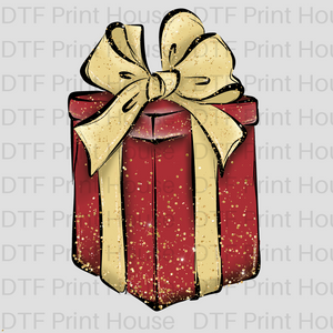 RED GIFT BOX CHRISTMAS DTF TRANSFER