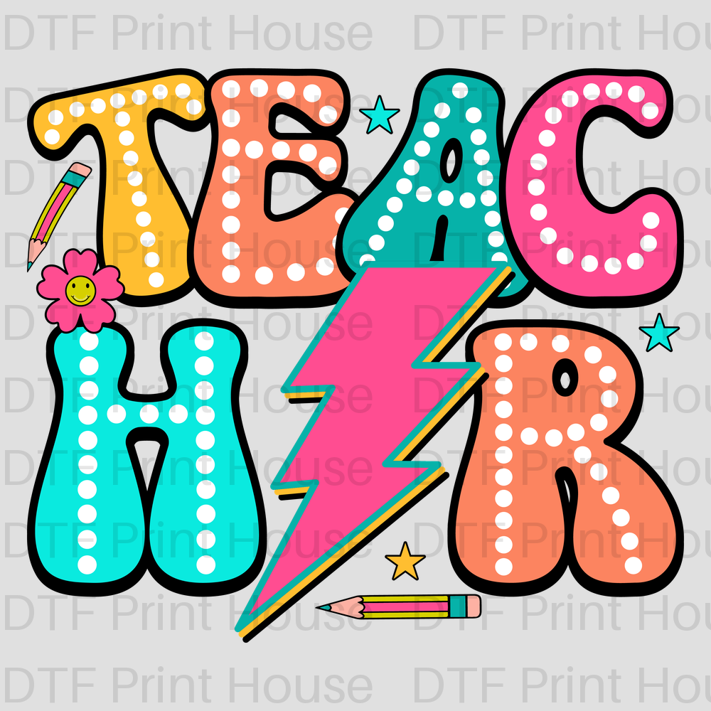 TEACHER WITH LIGHTNING TEACHER DTF TRANSFER