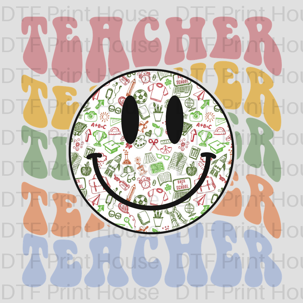 SMILE FACE TEACHER DTF TRANSFER