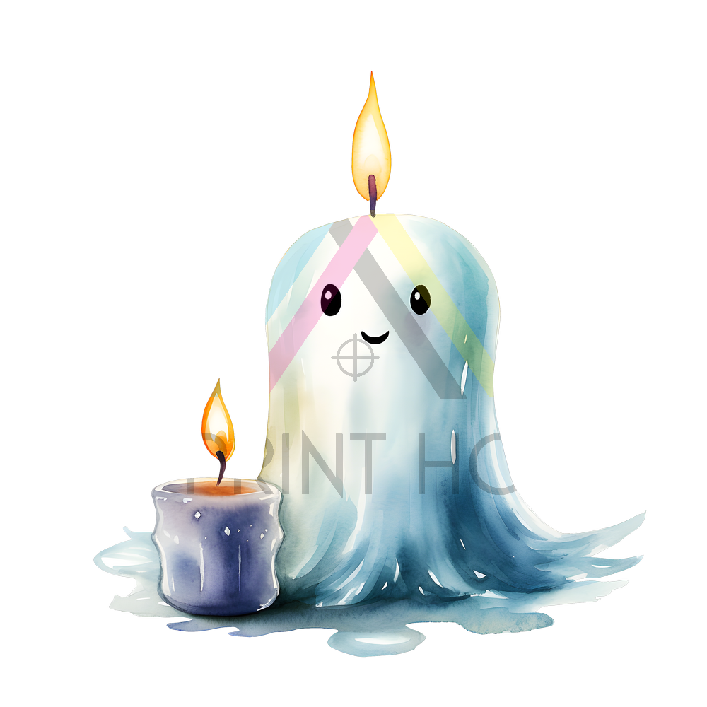 GHOST CANDLE HALLOWEEN DTF TRANSFER