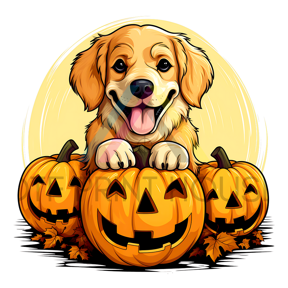 GOLDEN RETRIEVER HALLOWEEN DTF TRANSFER