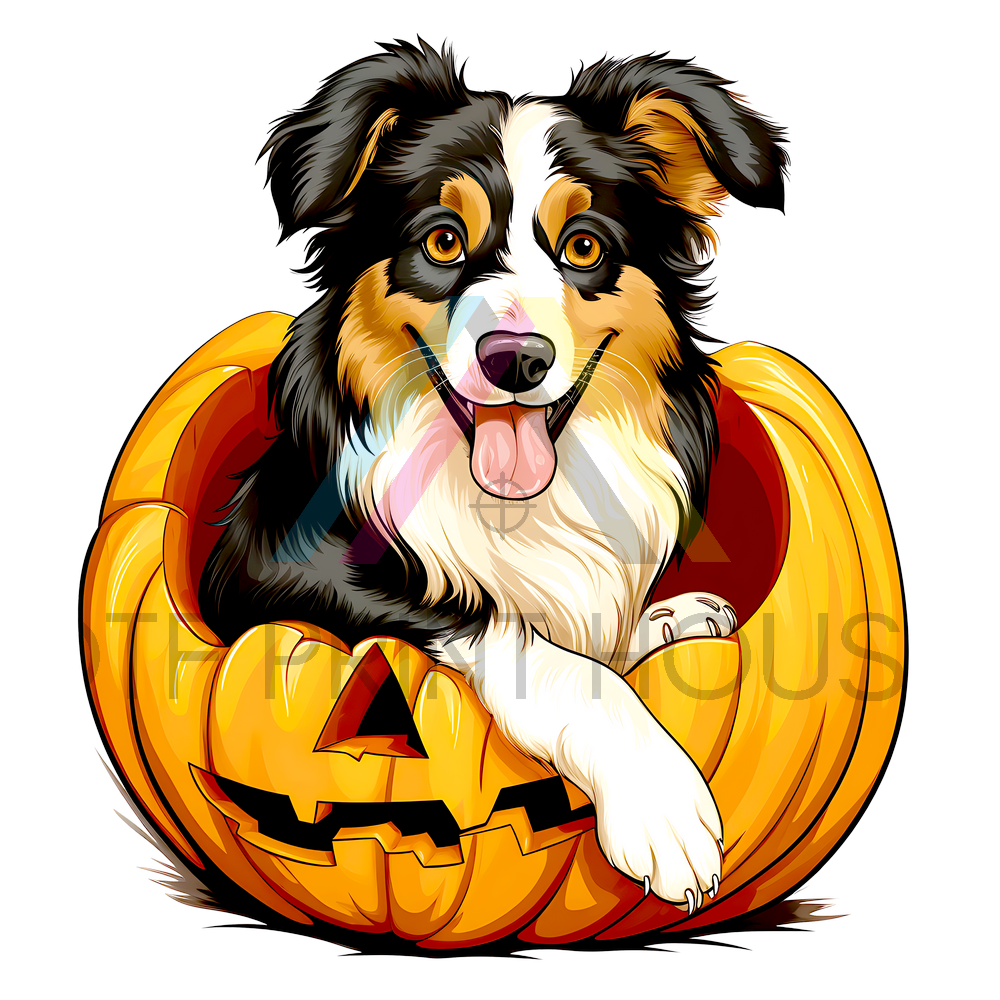 AUSTRALIAN SHEPHERD HALLOWEEN DTF TRANSFER