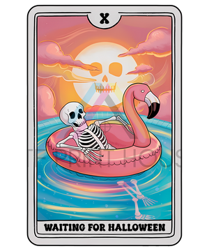 SKULL WITH FLAMINGO TAROT HALLOWEEN DTF TRANSFER