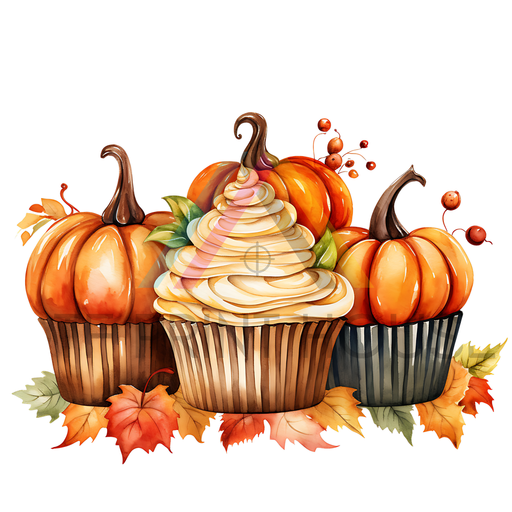 PUMPKIN CUPCAKES THANKSGIVING DTF